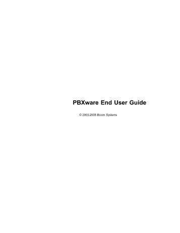 PBXware End User Guide - Bicom Systems