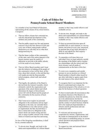 Code of Ethics for Pennsylvania School Board Members - Peters ...