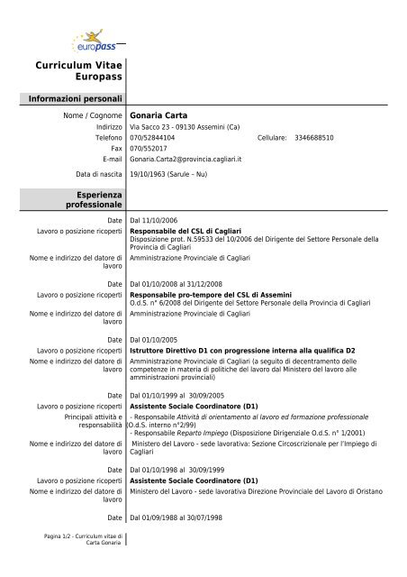 Personale dating assistente lavoro