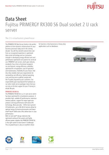 Data Sheet Fujitsu PRIMERGY RX300 S6 Dual socket 2 U ... - Spetel