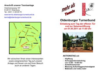 Anschrift unserer Tennisanlage - Oldenburger Turnerbund