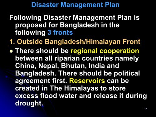 A Comprehensive Disaster Management Plan for Bangladesh
