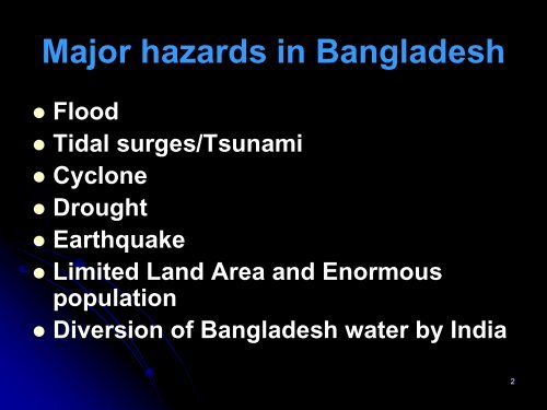 A Comprehensive Disaster Management Plan for Bangladesh