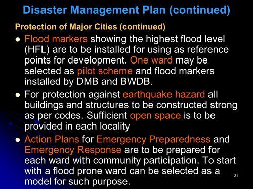 A Comprehensive Disaster Management Plan for Bangladesh