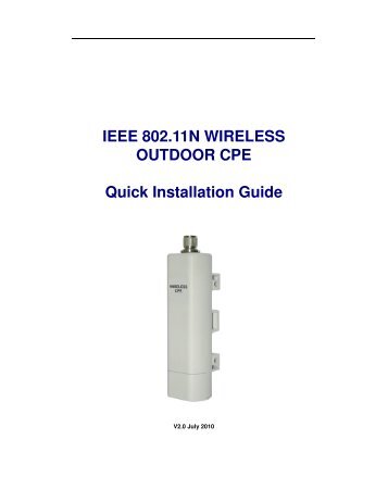IEEE 802.11N WIRELESS OUTDOOR CPE Quick ... - Solwise