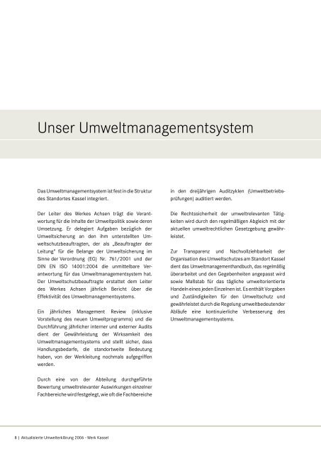 Daimlerchrysler Werk Kassel - Umwelterklärung 2006
