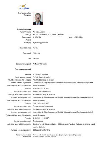 CV Penescu Aurelian.pdf - Universitatea De Stiinte Agronomice Si ...