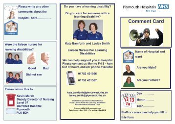 Comment Card - Plymouth Hospitals NHS Trust