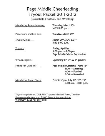 Page Middle Cheerleading Tryout Packet 2011-2012 - Williamson ...