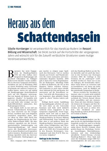 Sibylle Hornberger ist verantwortlich fÃ¼r das Handicap ... - Rudern.de
