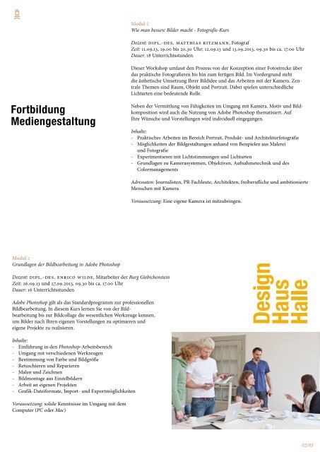 Broschüre Fortbildung Mediengestaltung - Burg Giebichenstein