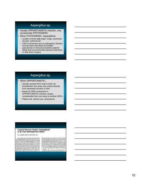 Fungal and Parasitic Infections of the CNS - Inova Health System