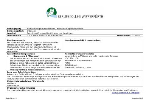 Berufsschule für KFZ-Mechatroniker/in neue Ordnung