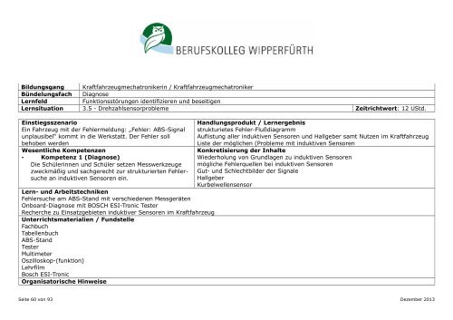 Berufsschule für KFZ-Mechatroniker/in neue Ordnung