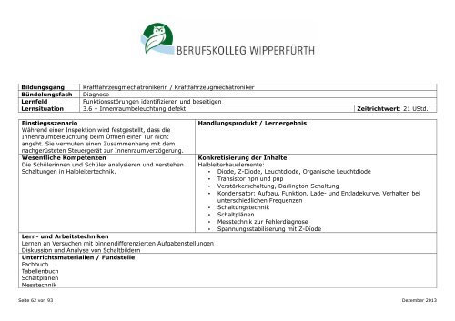 Berufsschule für KFZ-Mechatroniker/in neue Ordnung