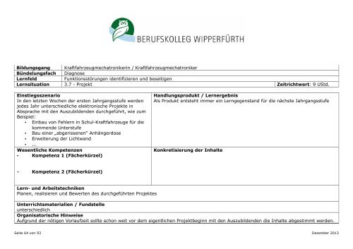 Berufsschule für KFZ-Mechatroniker/in neue Ordnung