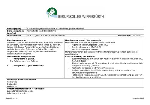 Berufsschule für KFZ-Mechatroniker/in neue Ordnung