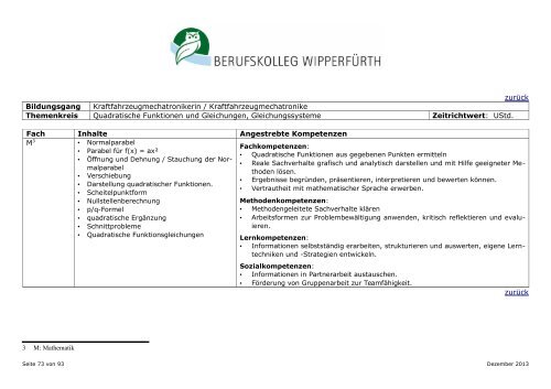 Berufsschule für KFZ-Mechatroniker/in neue Ordnung