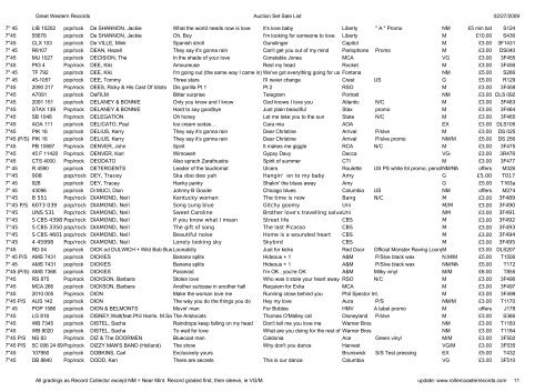 Great Western Records Auction Set Sale List 02/27/2009 All ...