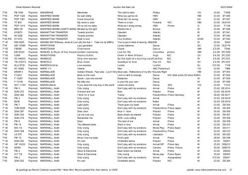 Great Western Records Auction Set Sale List 02/27/2009 All ...