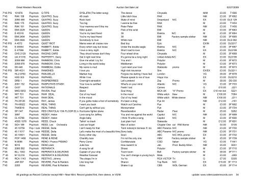 Great Western Records Auction Set Sale List 02/27/2009 All ...