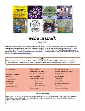 wcaa artstalk - Wayne County Arts Alliance