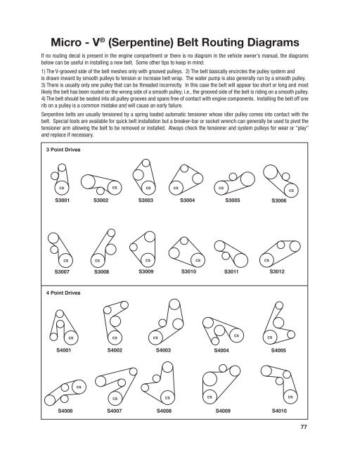 Micro - VÃ‚Â® (Serpentine) Belt Routing Diagrams