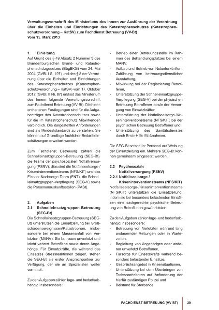 Katastrophenschutzverordnung und Verwaltungsvorschriften im ...