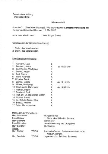Protokoll - Gemeinde Binz