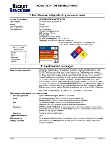 HOJA DE DATOS DE SEGURIDAD 1. Identificación del producto y ...