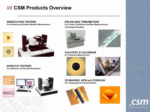 Overview of the CSM Instruments Advanced Mechanical Surface ...