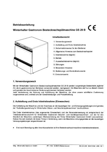 Betriebsanleitung GS 29 B (644 kb) - Winterhalter Gastronom AG