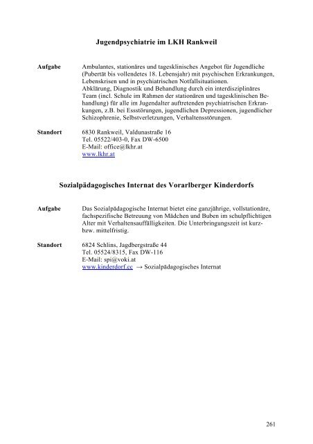 Schulen u. Beratungseinrichtungen in Vbg. – Handbuch