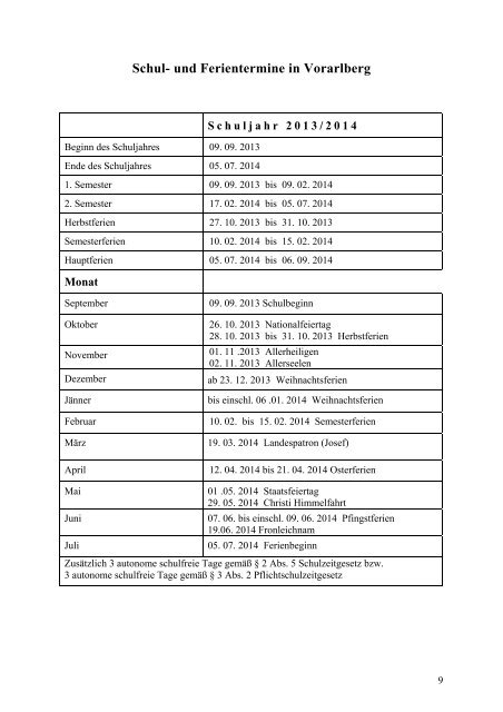 Schulen u. Beratungseinrichtungen in Vbg. – Handbuch