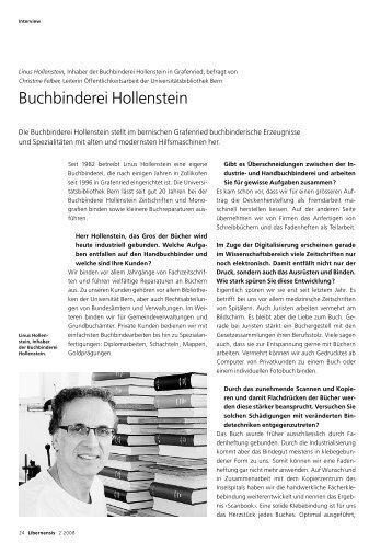Betriebsinterview - Buchbinderei Hollenstein AG