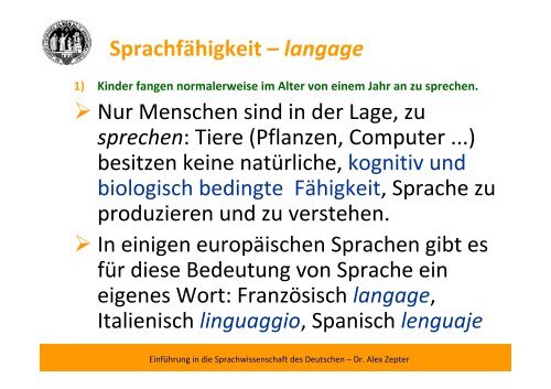 Sprache und Sprachwissenschaft - Worthaus