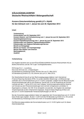 Zwischenmitteilung 3. Quartal 2013 1 - KD - Köln-Düsseldorfer ...