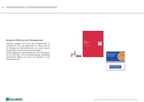 Nachhaltigkeitsbericht 2013 - CH als PDF-Datei - Palmberg