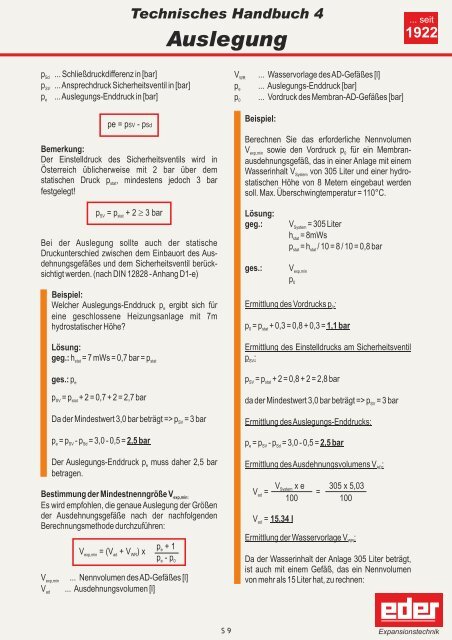 Technisches Handbuch 4 Auslegung - Eder