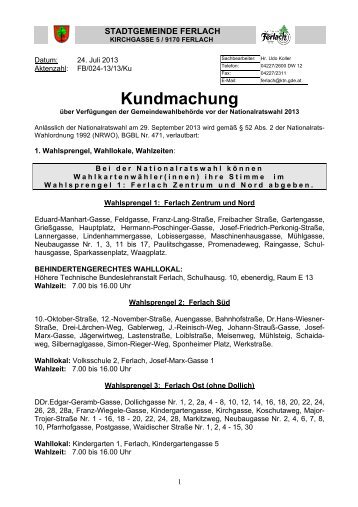 Kundmachung - Stadtgemeinde Ferlach