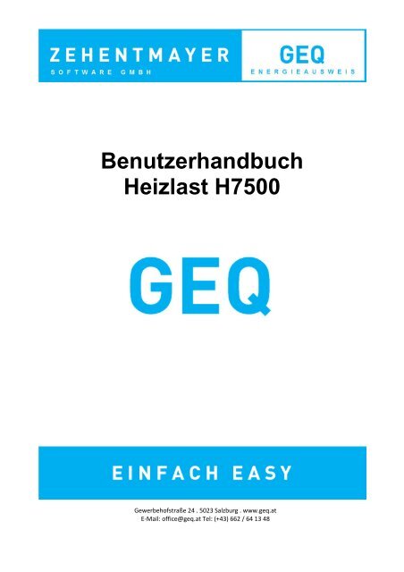 Benutzerhandbuch Heizlast H7500 - GEQ