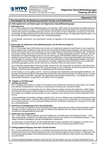 Allgemeine Geschäftsbedingungen 2013 (pdf) - HYPO Steiermark