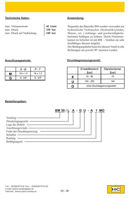 BM - Wegeventile - Hydro Cardan