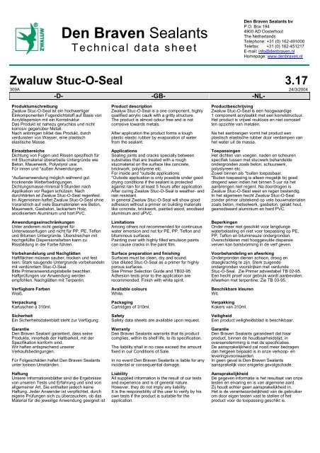 Zwaluw Stuc-O-Seal 3.17 - Den Braven