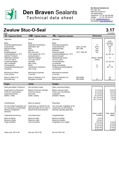 Zwaluw Stuc-O-Seal 3.17 - Den Braven