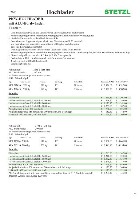 pkw-anhänger katalog - Stetzl