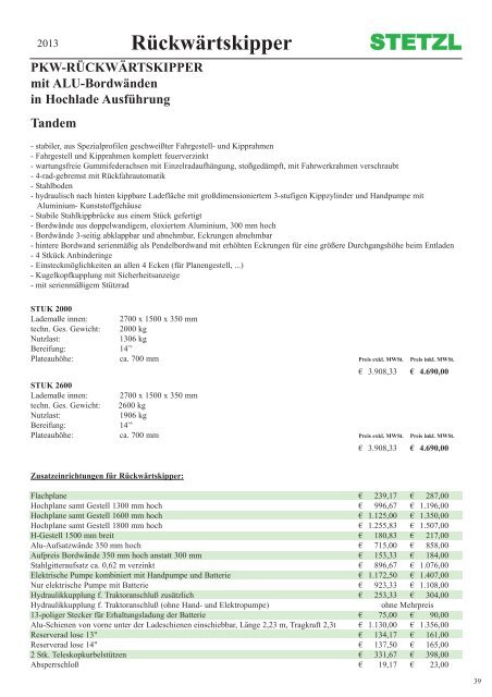 pkw-anhänger katalog - Stetzl