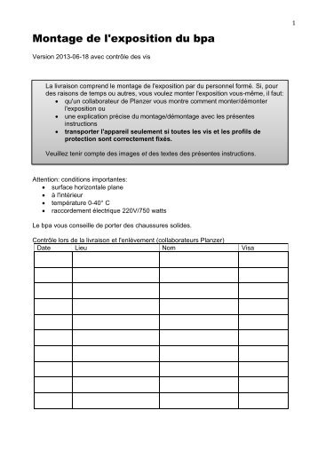 Montage de l'exposition (document PDF) - bfu