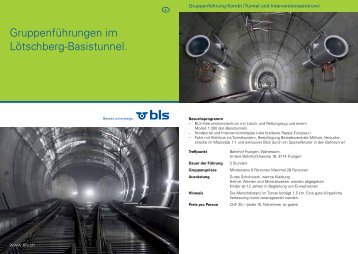 Gruppenführungen im Lötschberg-Basistunnel. - BLS