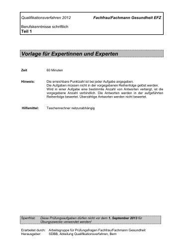 QV FAGE 2012 - Teil 1 - Experten - BZGS